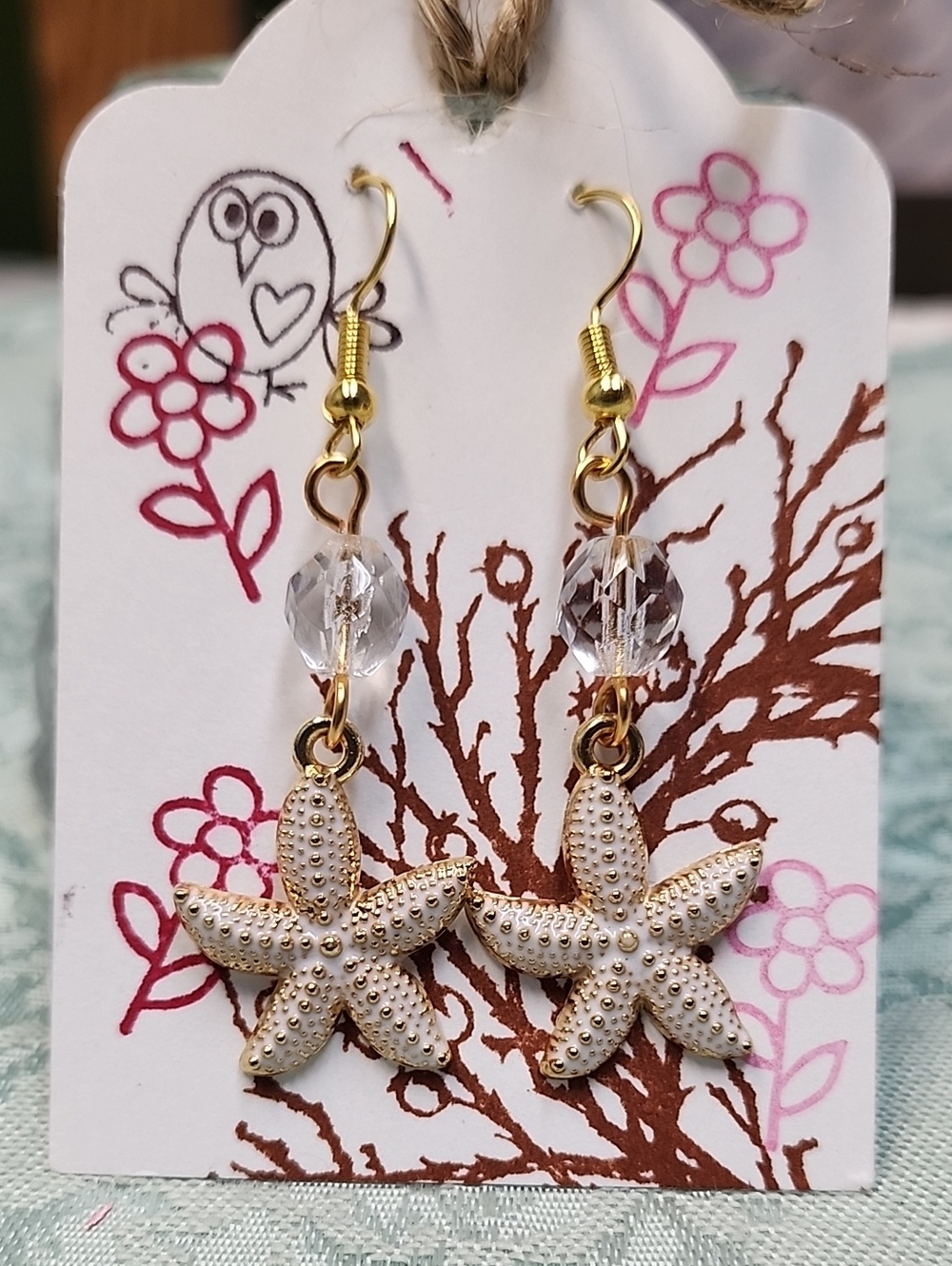 White Starfish Dangle Earrings!